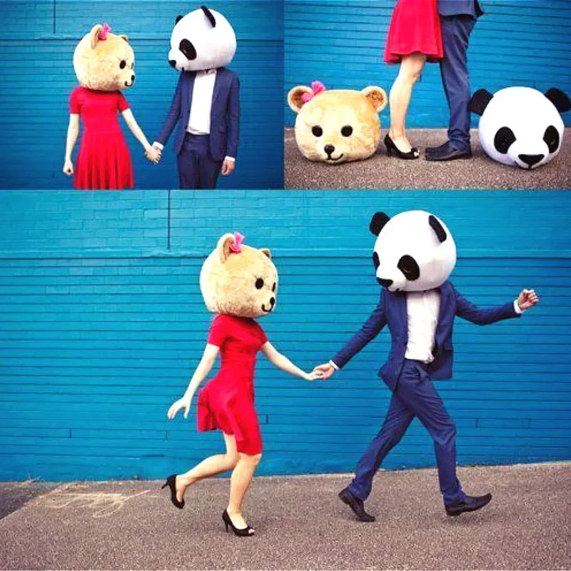 Halloween lover heads Panda & bear Cosplay Costume Fancy dress wedding party props adult cosplay outdoor poster head