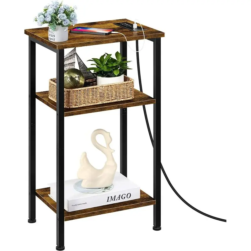 Nightstand Small Side Table Living Room with USB Ports and Outlets for Bedroom