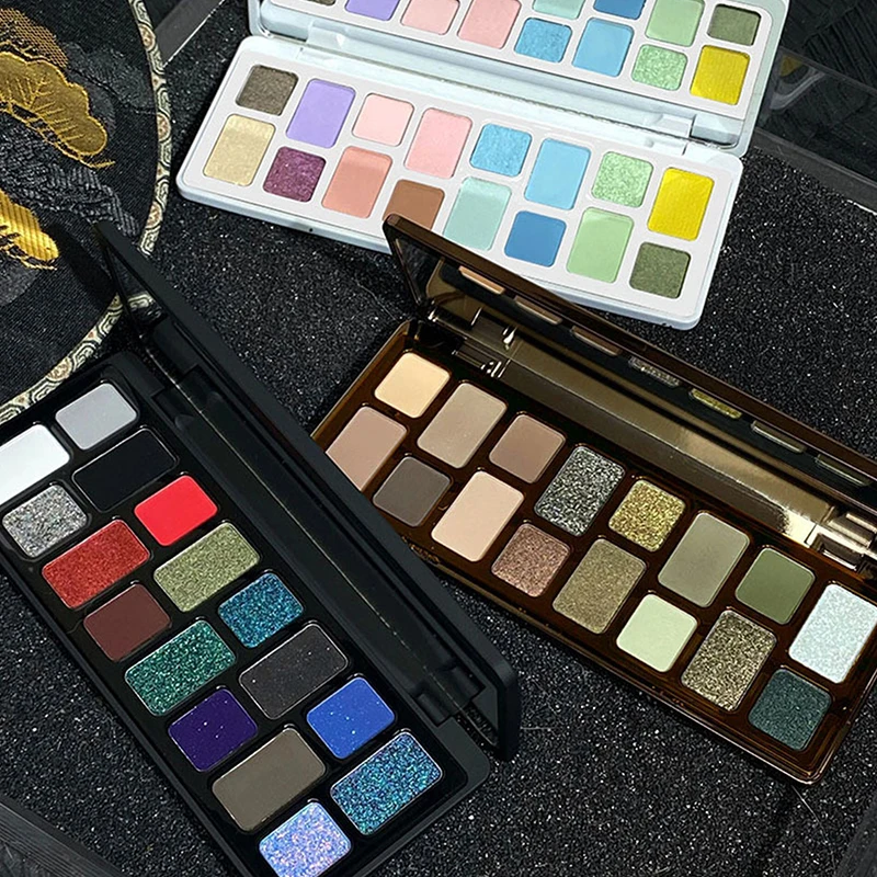 DIKALU  Eyeshadow Palette Professional Women Makeup Long-Lasting Pearly Shiny Pink Blue Green Eye Shadow Palette Glitter