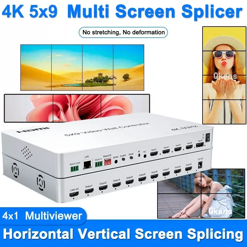 

4K 5x9 HDMI Video Wall Controller 2x2 3x3 Multi Screen Processor Horizontal Vertical Splicer 90 180° Rotate PIP 4x1 Multiviewer