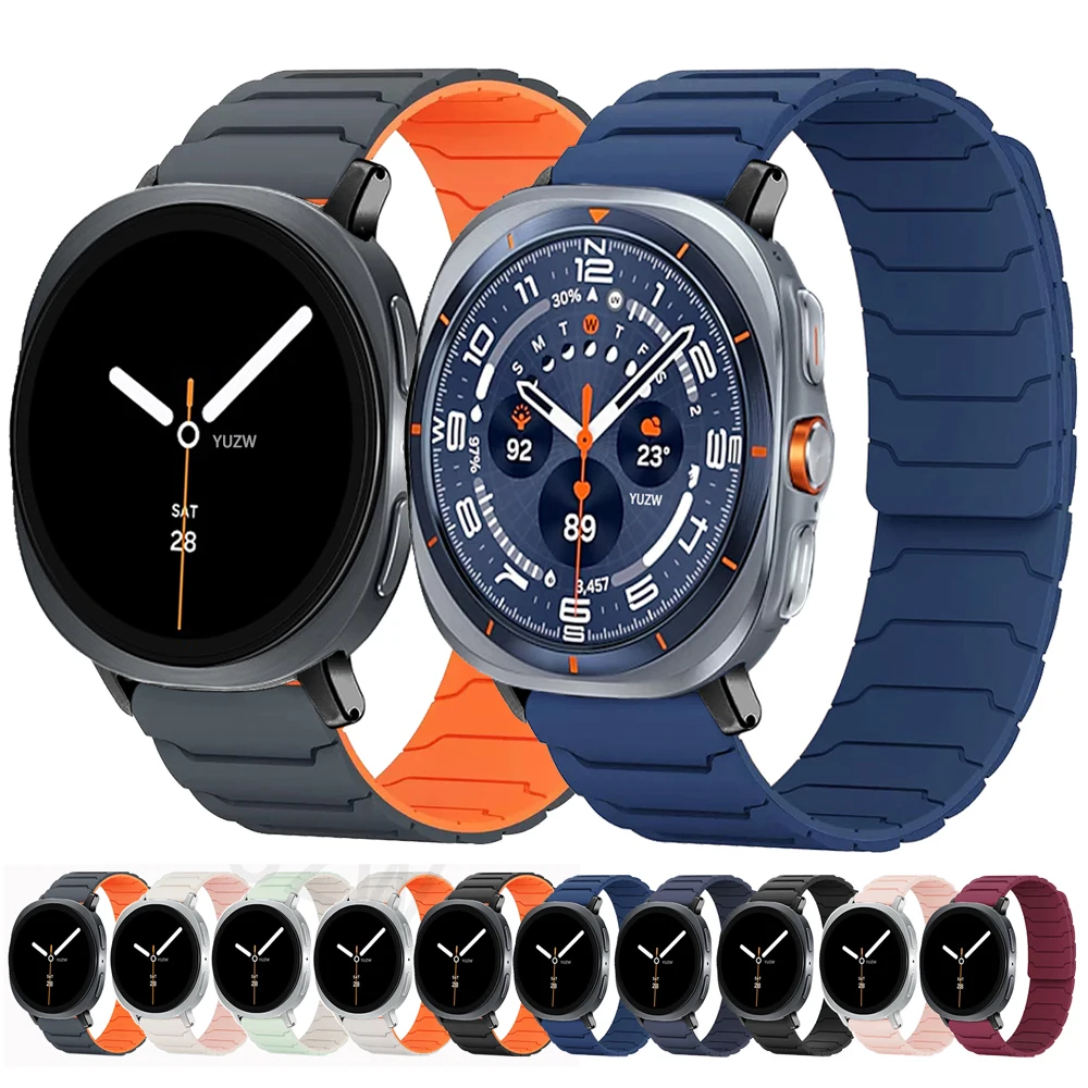 Magnetic Silicone Strap for Samsung Galaxy Watch 9 8 40mm 44mm/Classic 46mm Sport Bracelet for Galaxy Watch Ultra 2026 2025 47mm