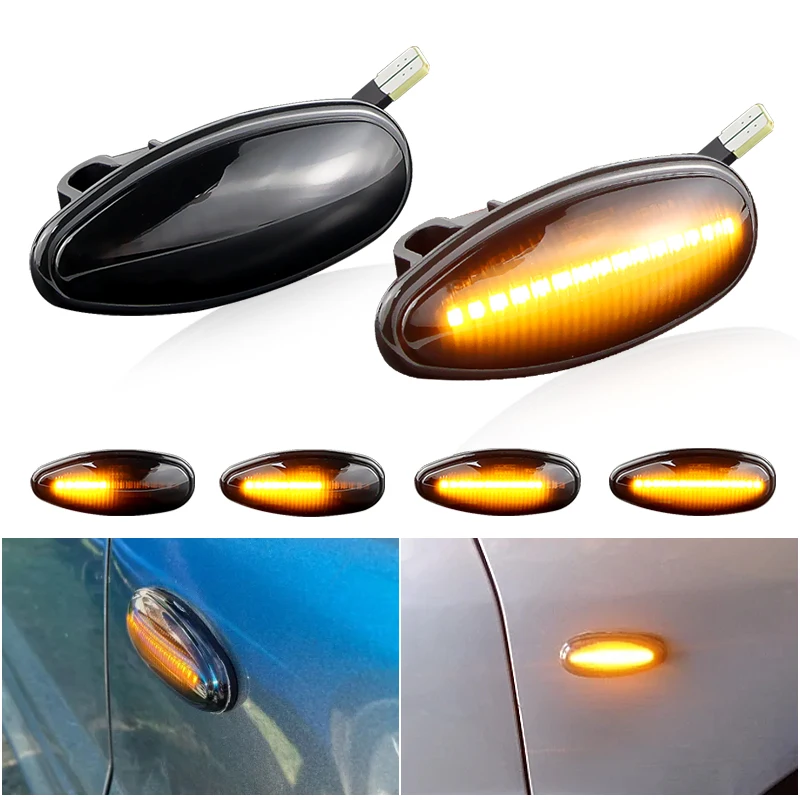 2PCS For Peugeot iOn Citroen C-Zero 2010-2022 Sequential Blinker Side Marker Turn Signal Led Lights No Error Amber Indicator