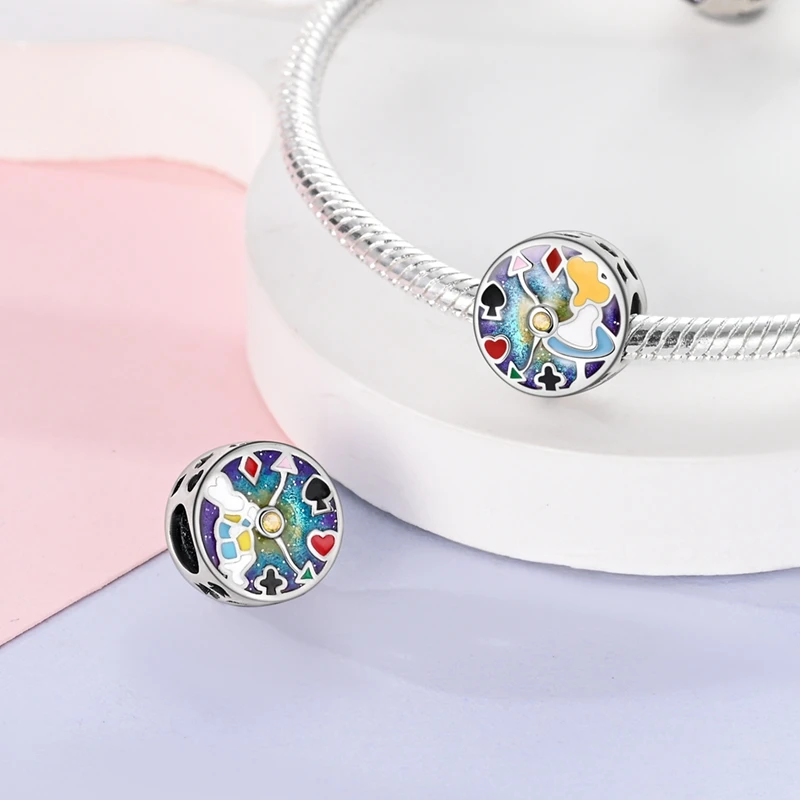 Colored Poker Clock Beads925 Silver Plated Original Beads Fit Original 925 Charms Bracelet Beads Jewelry Diy Gifts For Women