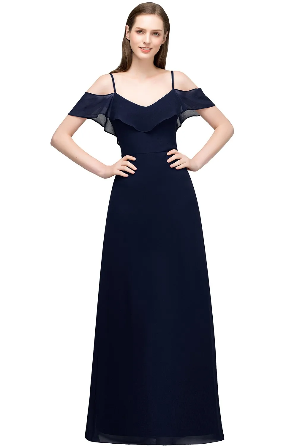 Sky Blue Chiffon A Line Evening Dresses Women 2024 Long Backless V-neck Spaghetti Straps Formal Prom Party Gowns Robe De Soirée