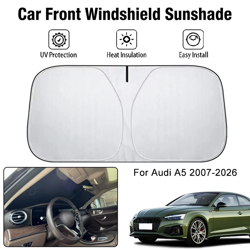 Front Windshield Sunshade Cover For Audi A5 2007-2026, UV Block, Heat Insulation, Interior Sun Protection