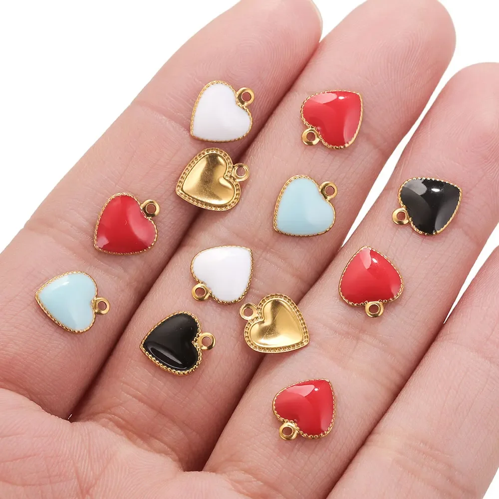 

20pcs Stainless Steel Gold-plated Heart Dripping oil Small Pendants for DIY Necklace Bracelet Craft Charms for Jewelry Making