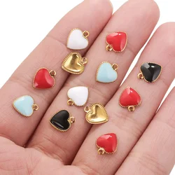 20pcs Stainless Steel Gold-plated Heart Dripping oil Small Pendants for DIY Necklace Bracelet Craft Charms for Jewelry Making