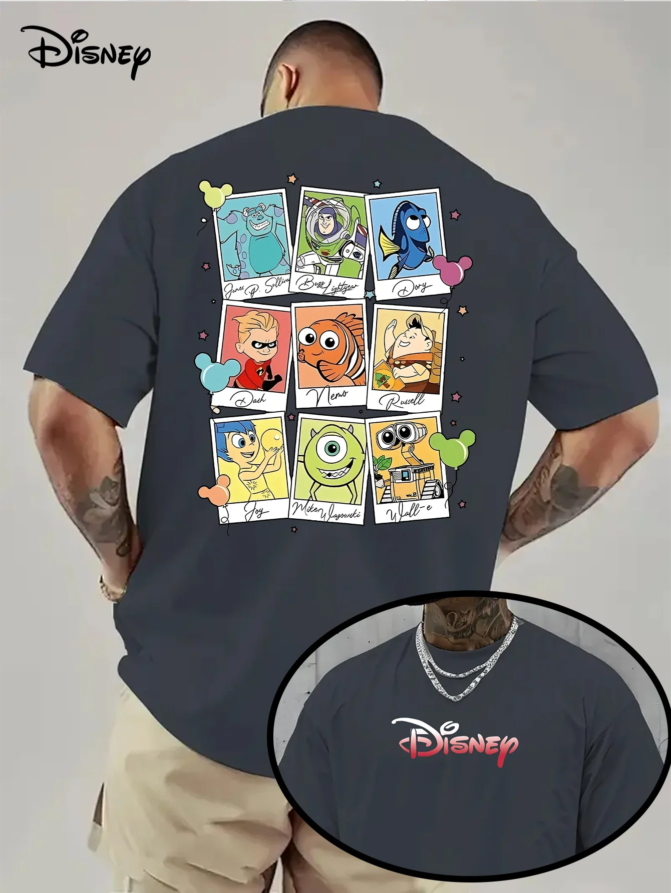 تي شيرت صيفي للرجال من Disney Pixar Toy Story ملابس ترفيهية يومية وأنشطة موضوعية للجنسين من القطن بأكمام قصيرة كبيرة الحجم