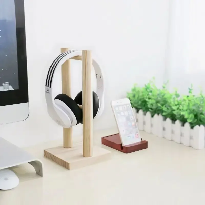 Computer headset bracket, solid wood headset storage rack, necklace jewelry rack, creative ornaments