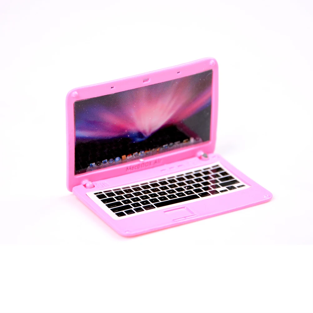 Cute Simulation Mini Laptop Computer Dollhouse Miniature 1:12 Alloy Crafts Dollhouse Decoration for Doll House DIY Accessories