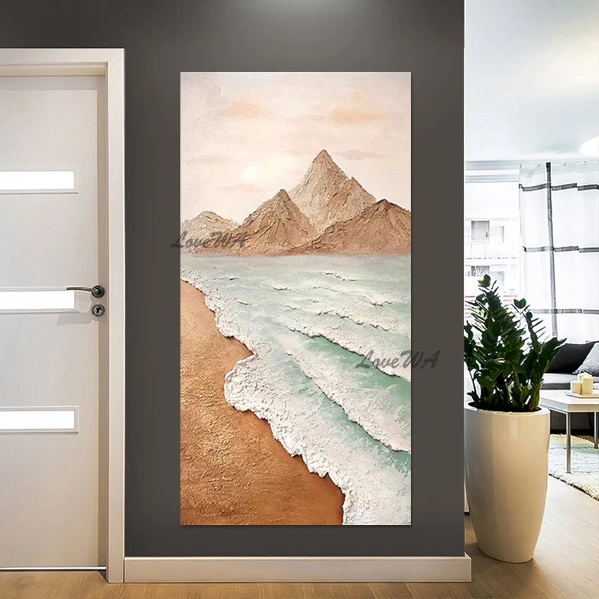 

Abstract Frameless Decoration Artwork 3D Seascape Wall Picture Wholesale Cheap Canvas Art Mountain Natural Scenery Painting