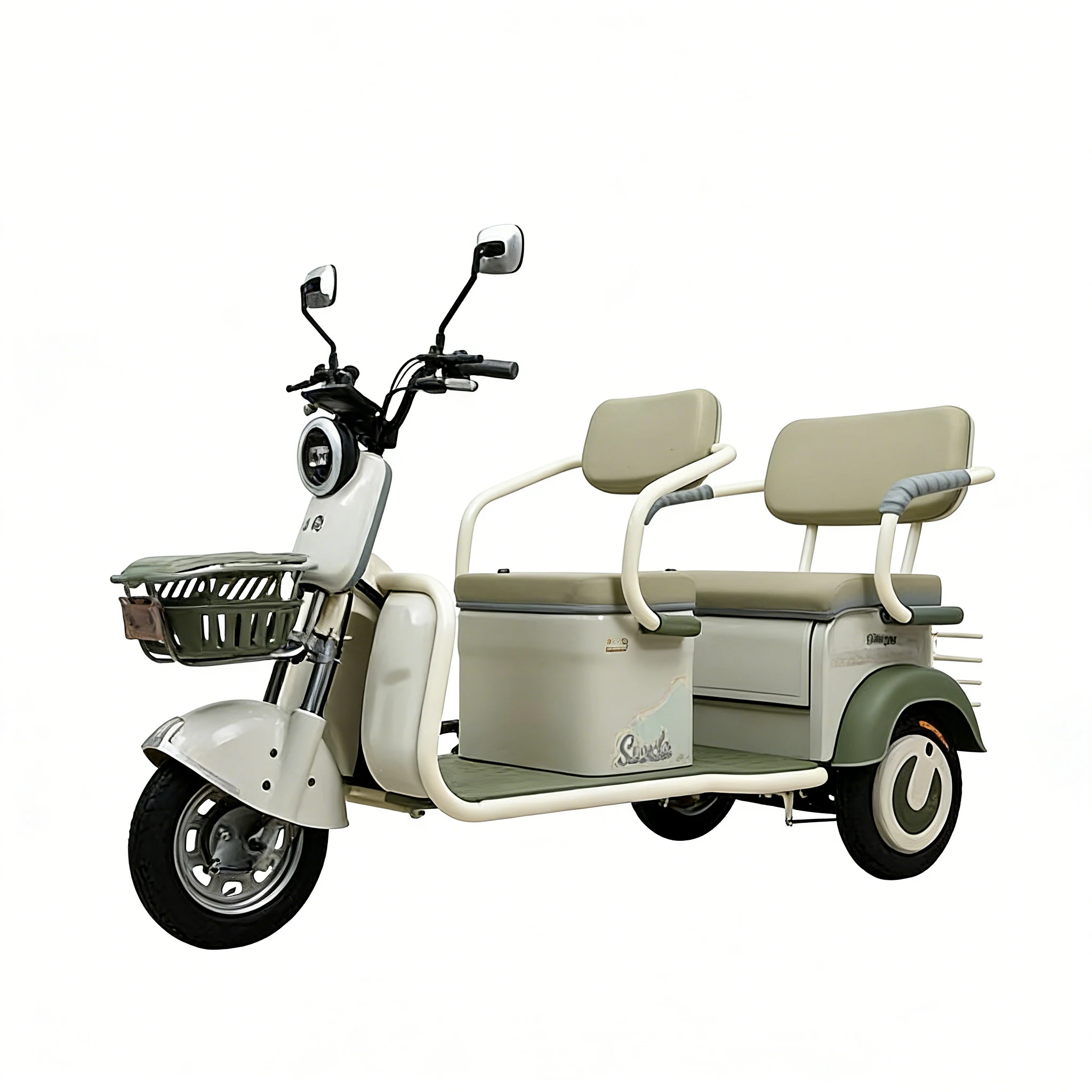 Upgraded Suspension and Power Battery for Heavy Duty Passenger Electric Tricycle with Open Body 50-70Km/h Speed 70-90km Range