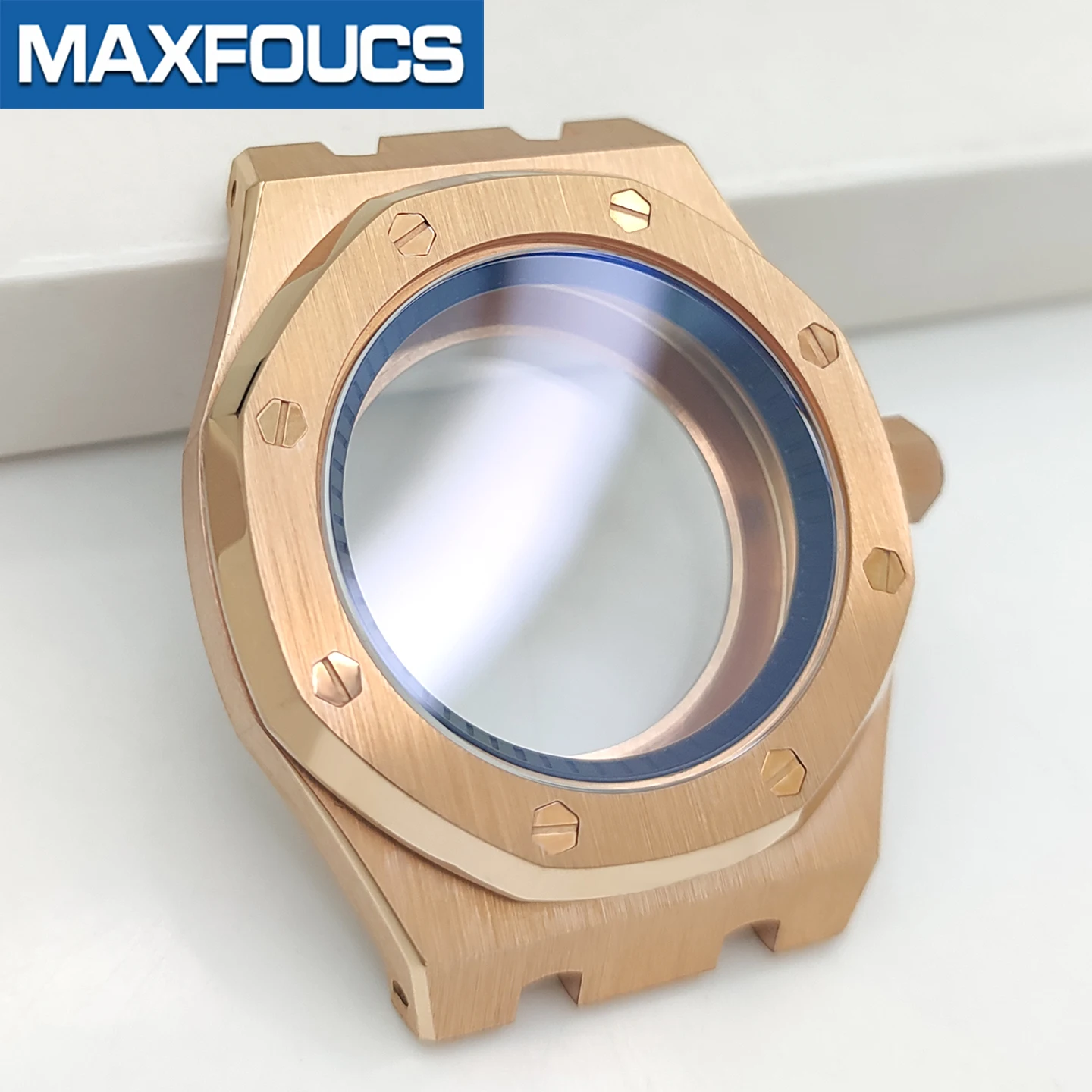 A.P. Uhrengehäuse im Stil MOD SKX NH35 NH36 4R36 Roségold Edelstahl Glänzend/Gebürstet Krone Saphirglas Uhrengehäuse Kundenspezifische Teile – Detail 15