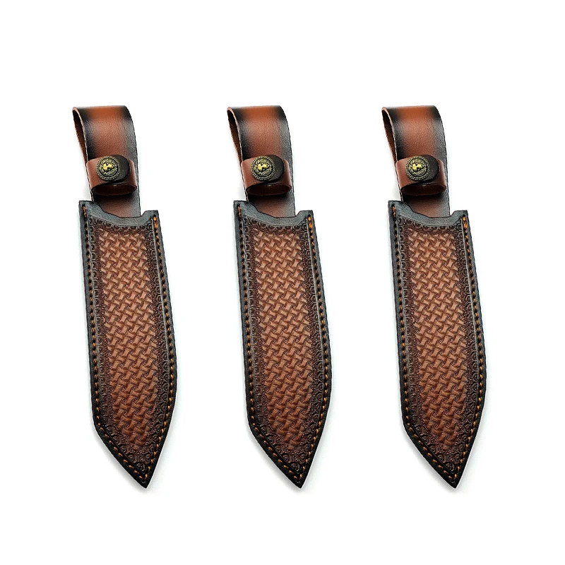 3pcs/lot Genuine Cow Leather Outdoor Straight Knife Sheath Scabbard Holder Leather Case Holster Top Layer Cowhide With Buckle