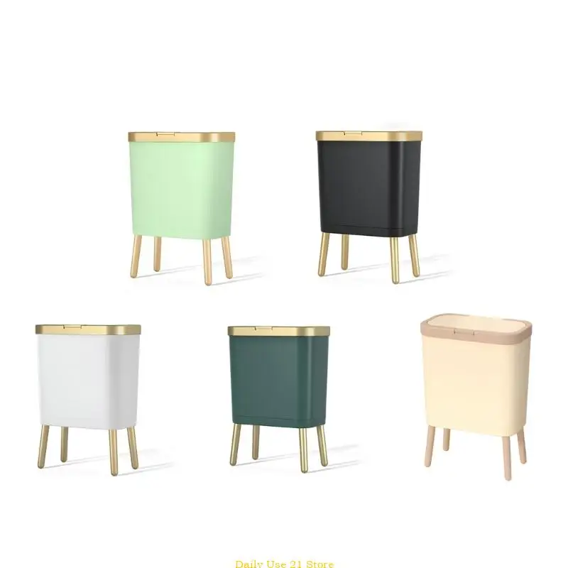 

Standing Trash Can Waste Bin Elegant With Lid Garbage Bin for Home and Offices