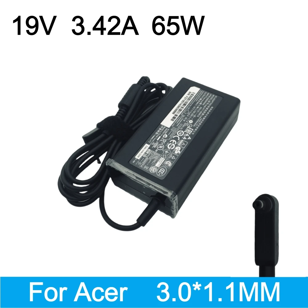 Adaptador de fuente de alimentación de CA de 65W, cargador de ordenador portátil de 19V 3.42A para Acer Aspire P3 S7 S3-131, adaptador para portátil A13-045N2A PA-1450-26