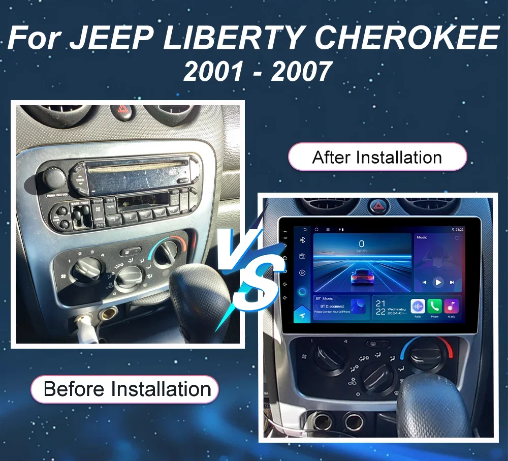 Android 16 Carplay For JEEP LIBERTY CHEROKEE 2001 2002 2003 2004 2005 2006 2007 Car Radio Video Multimedia Player Touch Screen