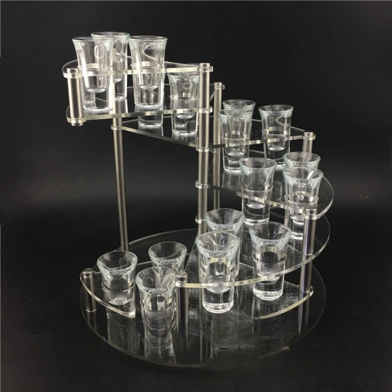 Contains cup 18 carousel stairs bullet cup holder, pub bucket wine glass