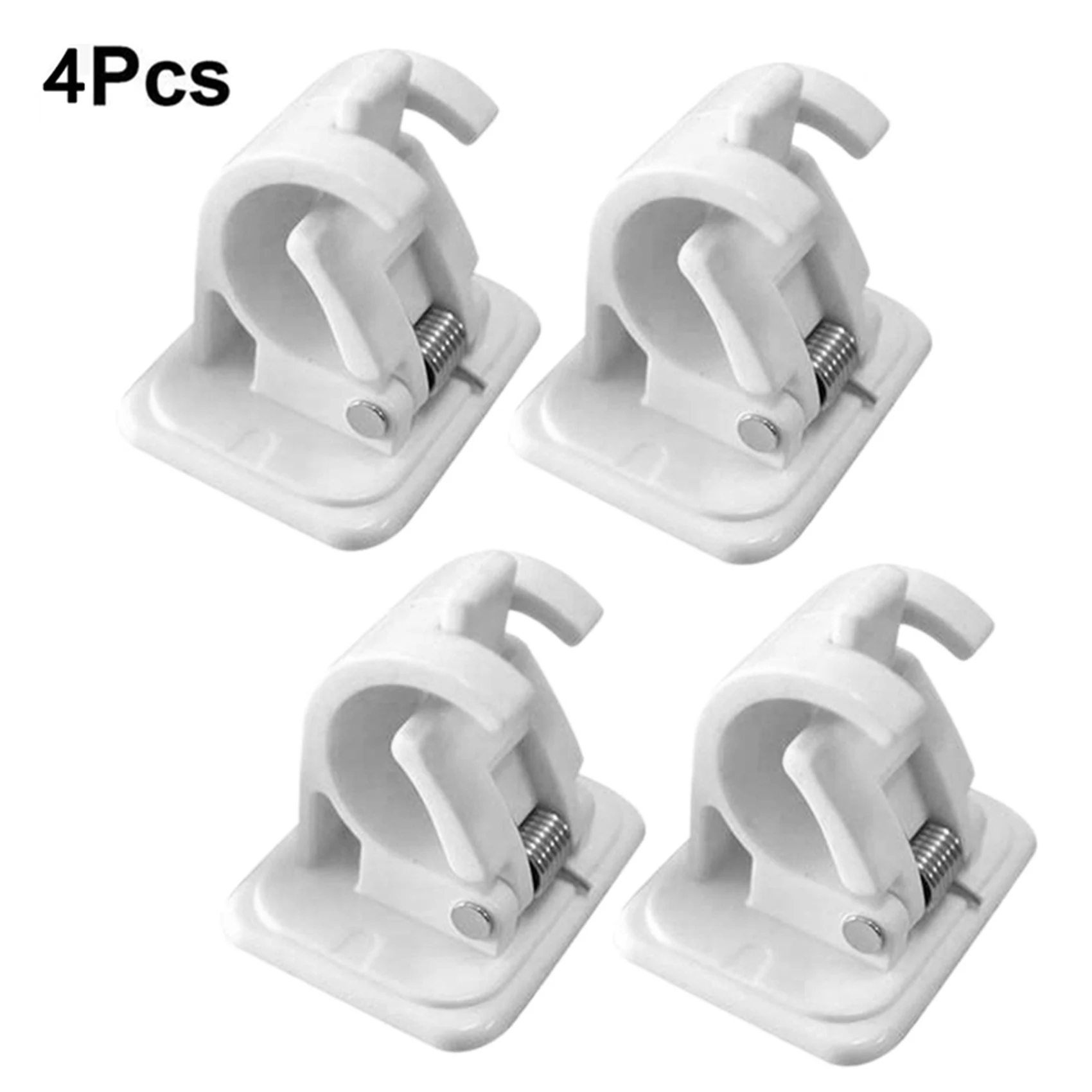 

A19F-8Pcs Self-Adhesive Hooks Wall Mounted Curtain Rod Bracket Shower Curtain Rod Fixed Clip Hanging Rack