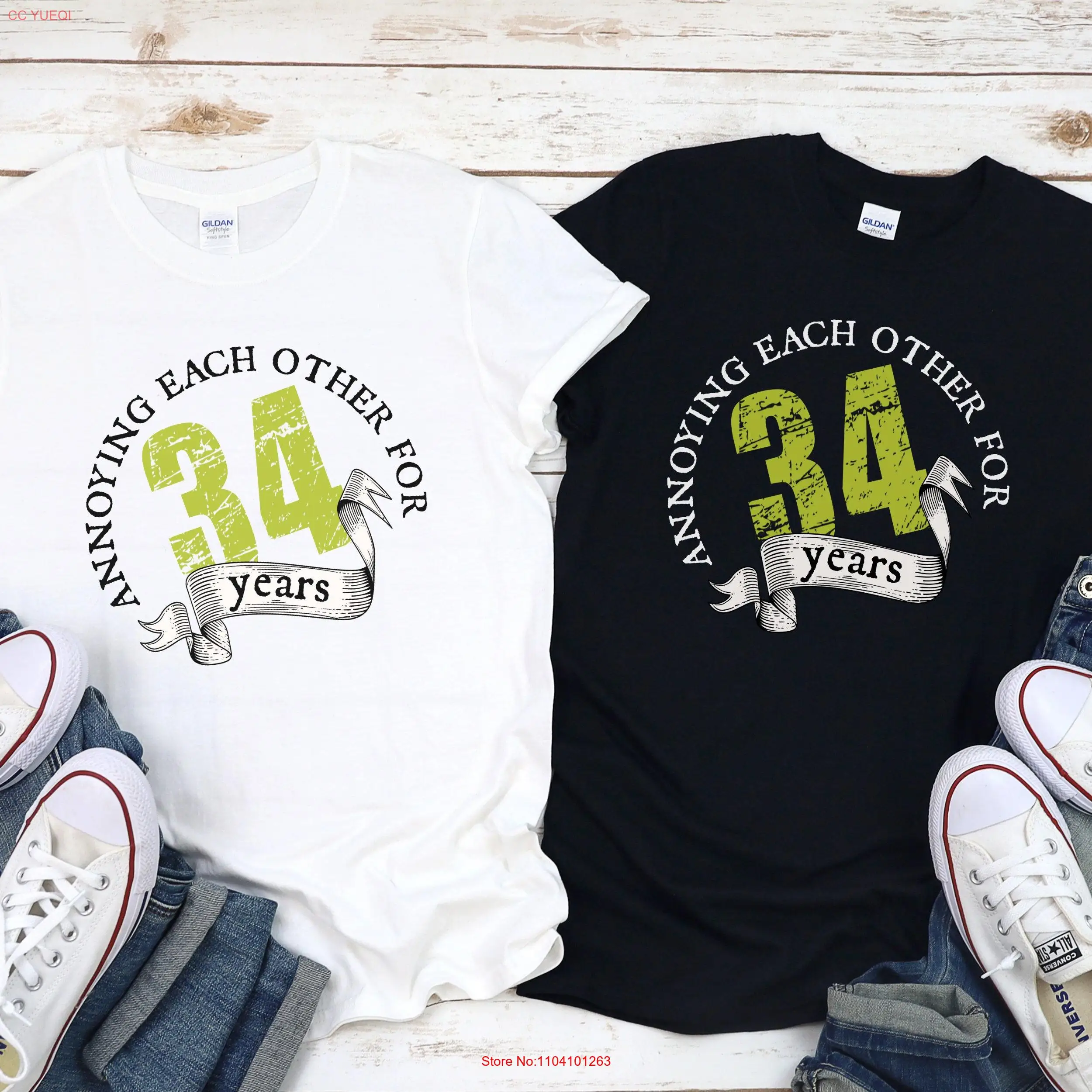 

Funny 34th anniversary gift Annoying each other for 34 years T Shirt wedding gifts couples trip long or short sleeves