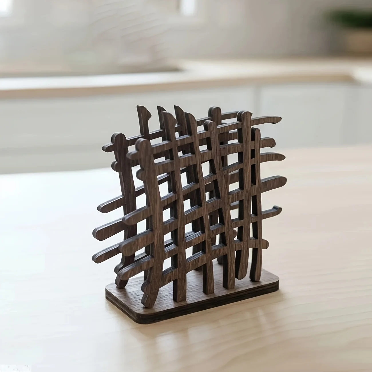 Desktop Storage Geometric Hollow Out Napkin Display Stand Minimalist Table Napkin Sorting Rack For Kitchen Desk Decor