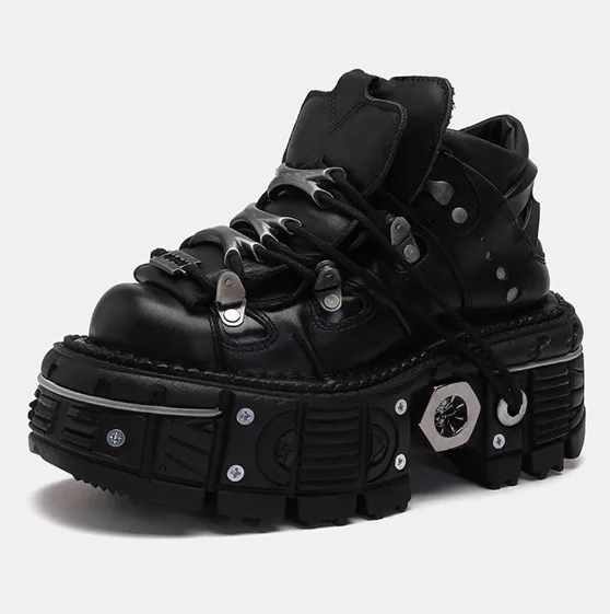 

Женские кожаные туфли на толстой подошве в стиле ретро, мужские повседневные кроссовки из воловьей кожи с высоким берцем на танкетке в стиле ретро