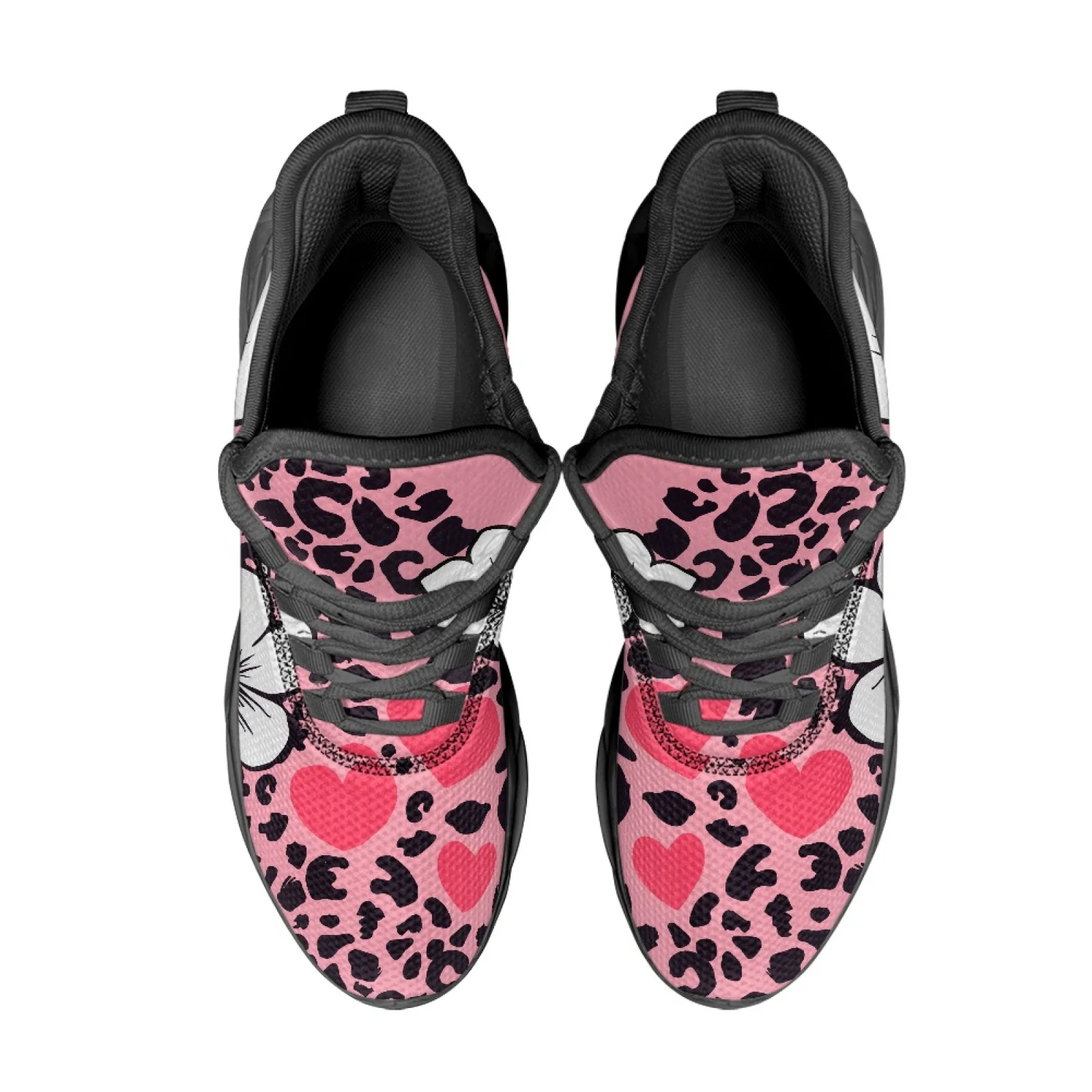 PENSTROLL Lace-Up Athletic Shoes Soft Sole Fashion Sneakers for Jogging Men Leopard Flower