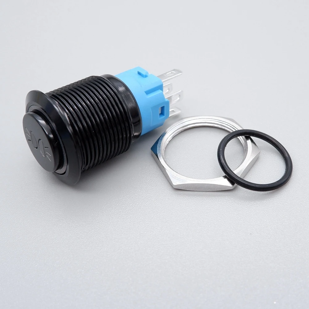 16/19/22mm Customization Button Latching/Momentary Metal Push Button LED Fan Horn Car Symbols Ring Lamp 5V 6V 12V 24V 110V 220V