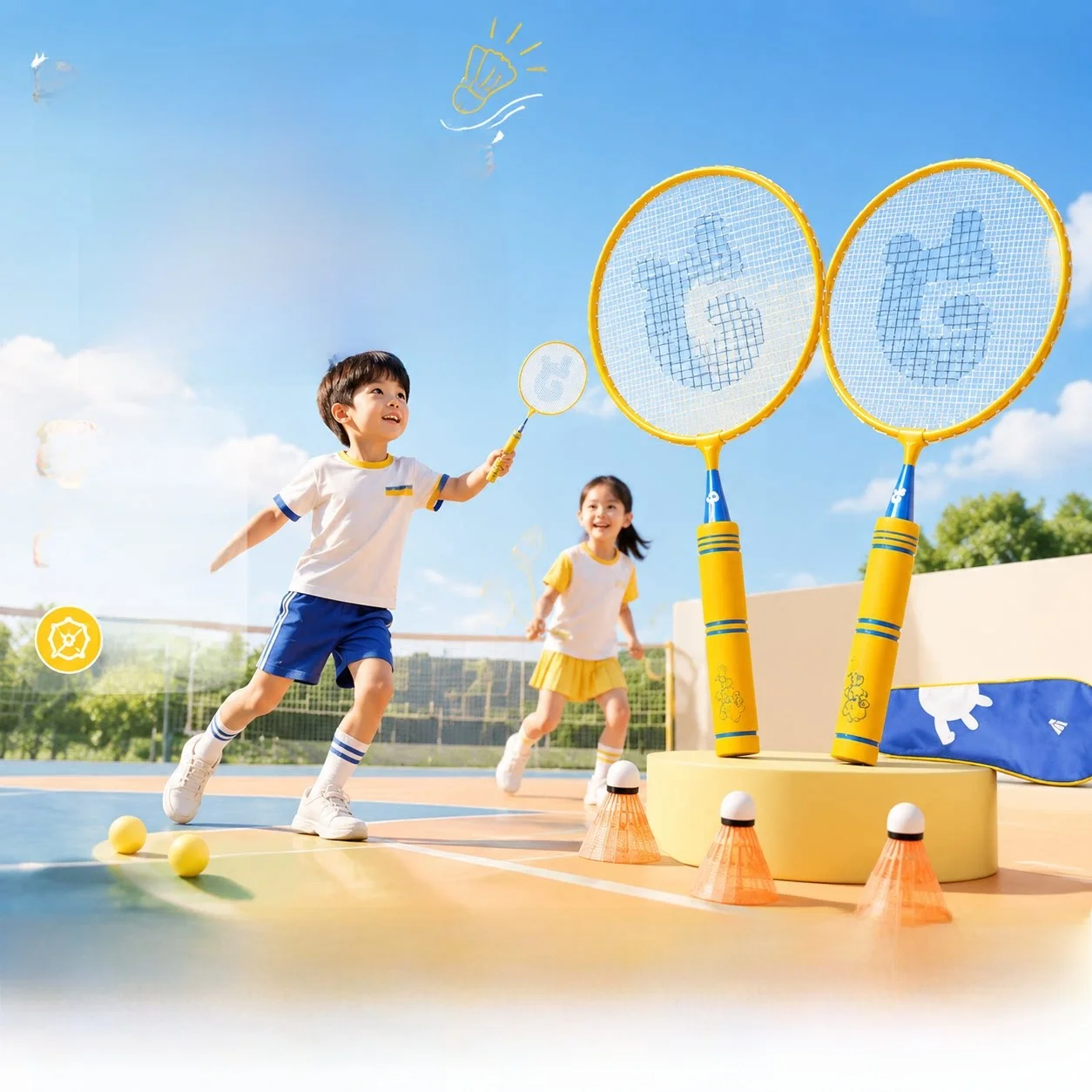 children's-badminton-racket-set-ultra-light-sensitivity-training-outdoor-interaction-parent-child-activity-lightweight-alloy