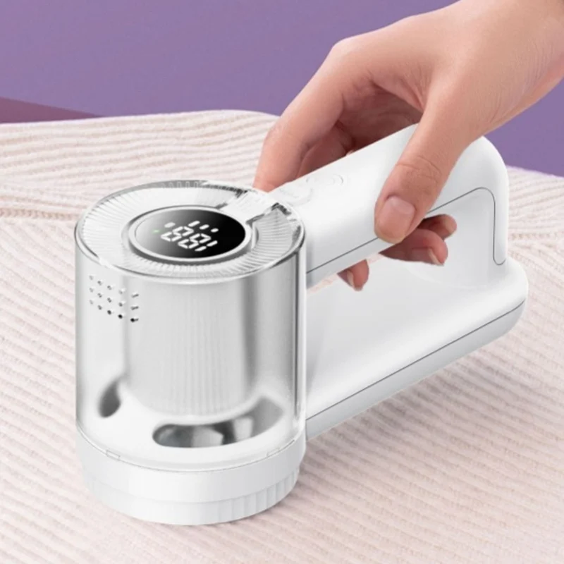 1800mAh Rechargeable Lint Remover Fabric Shaver 3 Speeds Electric Lint Shaver With Transparent Dust Tank LED Display