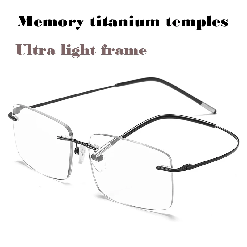 Ultra Licht Tr90 Randlose Progressive Multifokale Lesebrille Männer Titan Rahmen Anti Blau Licht Presbyopie Brillen 1,5 – Detail 2