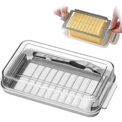 Butter Storage Box 2-in-1 Butter Dish with Clear Lid and Cutter Butter Slicer Cutter Box Airtight Rectangular Butter Storage