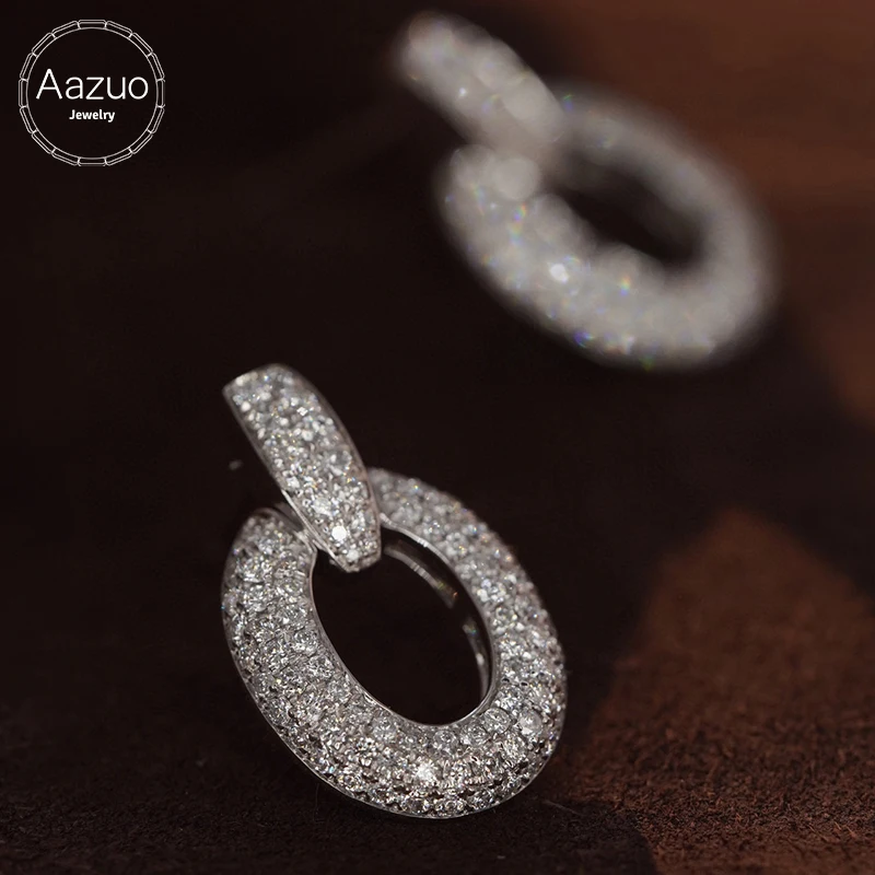 Aazuo 18K เครื่องประดับเพชรแท้สีทองขาว1.3ct ต่างหูดั้งเดิมสุดหรูของขวัญสำหรับผู้หญิงงานหมั้นงานเลี้ยงอาหารค่ำ Au750