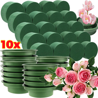 1/10pcs Green Round Floral Foam Bowl Absorbent Wet Dry Flower Arrangement Blocks DIY Wedding Garden Party Flower Arrangement Kit