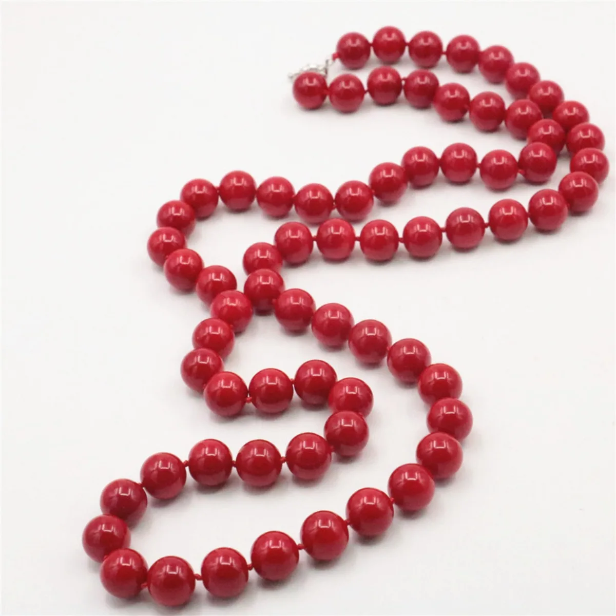 Trendy Accessory Jewelry Beads 10 12mm Red Coral Necklace Wholesale Balls DIY Girl Women Gifts Female Hand Made Ornaments 36inch