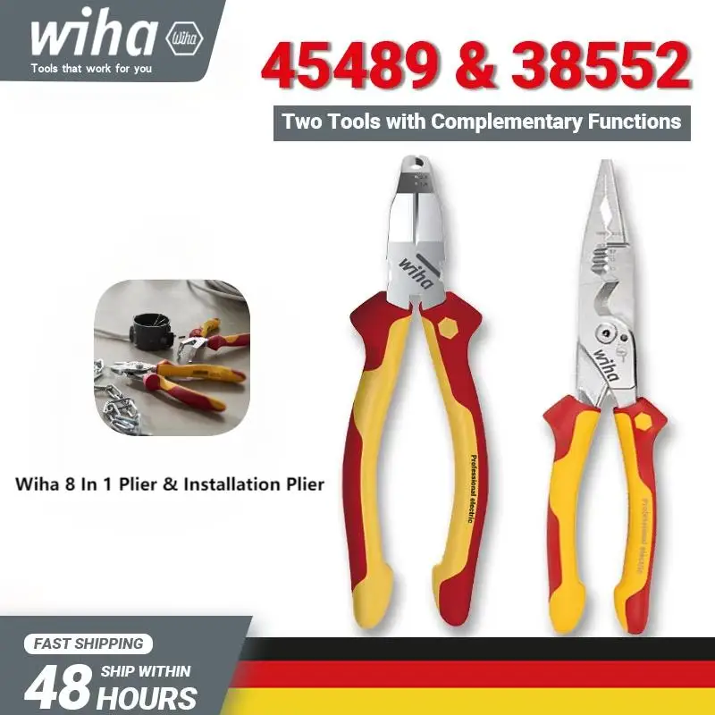Wiha 45489-38552 8 in 1 Multifunctional Pliers Tool Set Electrician Installation Pliers 1000V VDE Electrical Tools