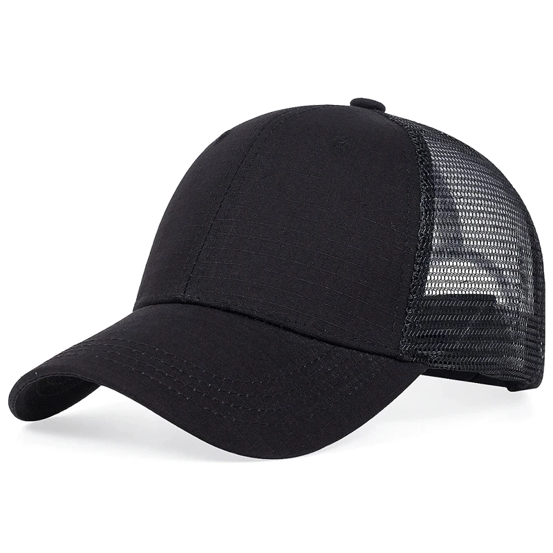 Unisex Solid Color Plaid Fabric Baseball Net Caps Spring and Summer Outdoor Adjustable Casual Hats Sunscreen Hat