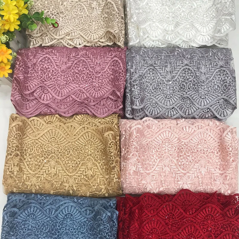 

1 Yard Luxury 3D Sequin Embroidery Lace Fabric Gorgeous African French Tulle Lace Fabric DIY Wedding Dress Cheongsam Garments