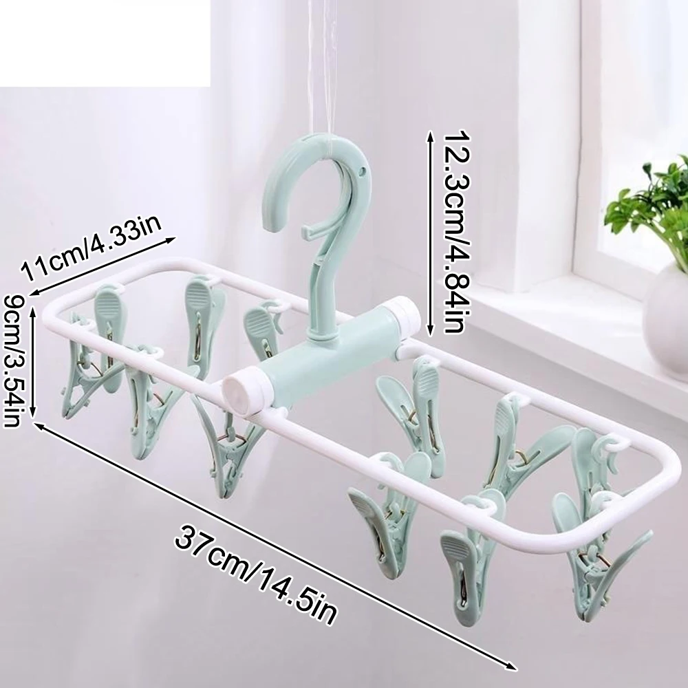 1PC Folding Sock Clip 12 Jacket Rack Foldable Portable Drying Rack Home Underwear Socks Bedroom Storage