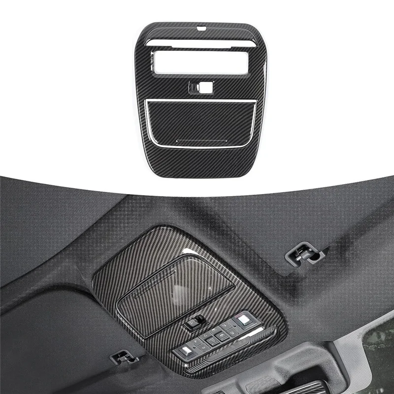 Roof Reading Light Lamp Panel Cover Trim Kit for Ford F150 2021 2022 2023 Accessories - ABS Carbon Fiber