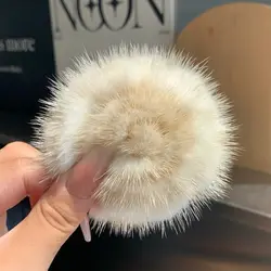 Women's Real Mink Fur Flower Brooch Women's Simple Fashion High-end Sweater Pin Accessories Clothes Scarf Decorative Accessories