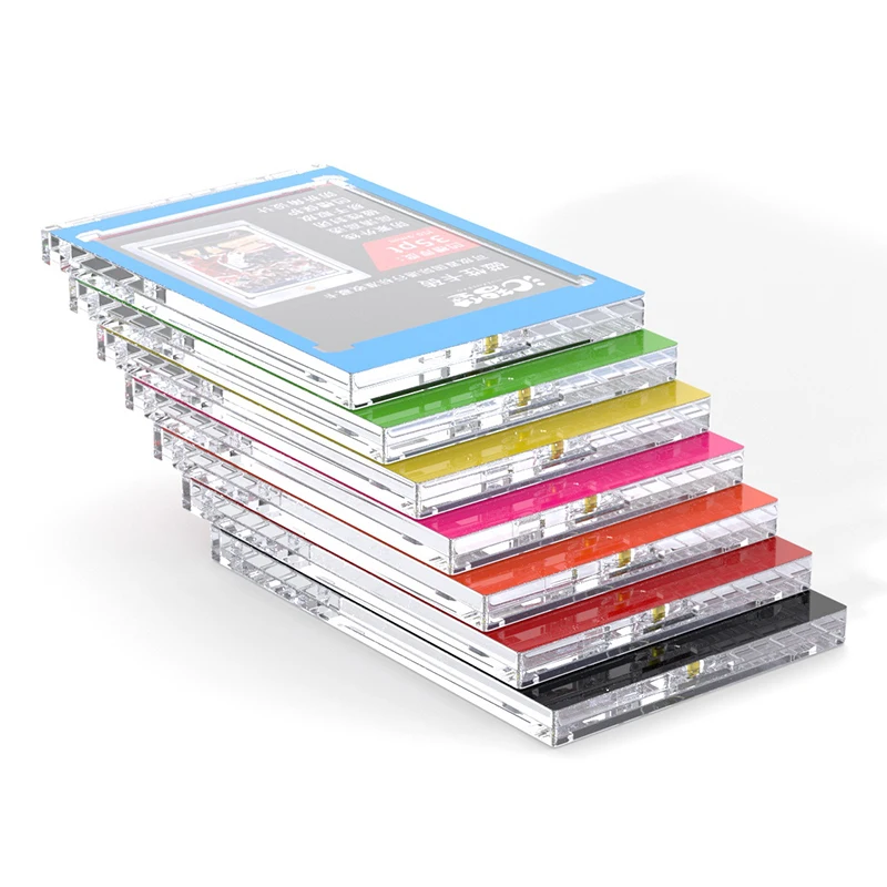 5 Pcs - Magnetic Card Holder - 35pt One Touch Card Holder with Colorful Border - Sports & Gaming Card Display
