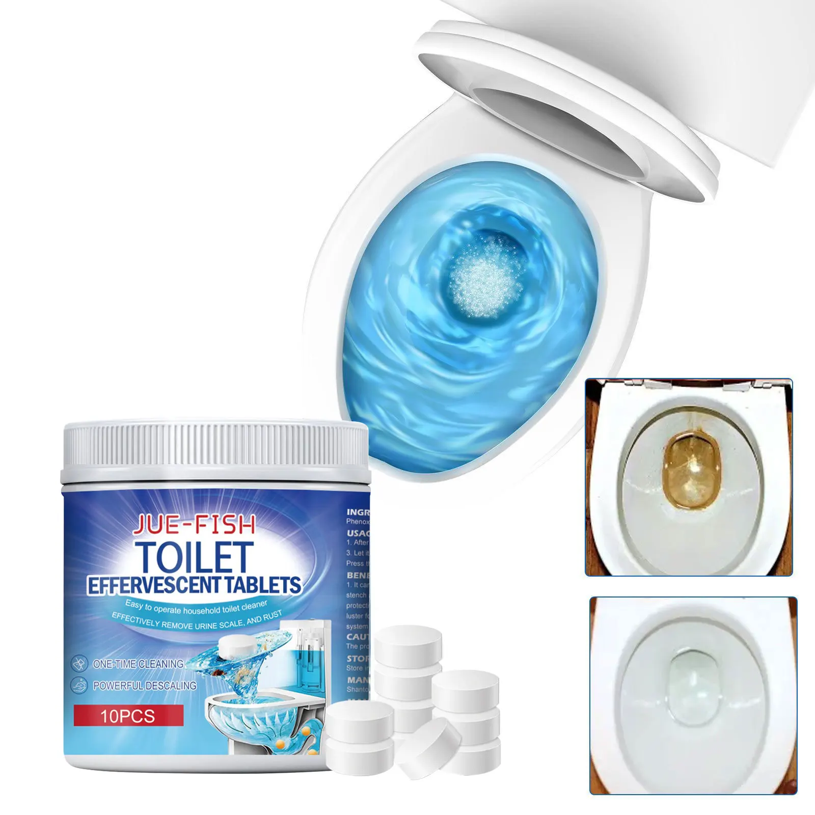 Toilet Bowl Cleaner Tablets Deodorant Yellow Dirt Remove Odor Bleach Toilet Descaling Disinfecting Toilet Solid Cleaning Tablet