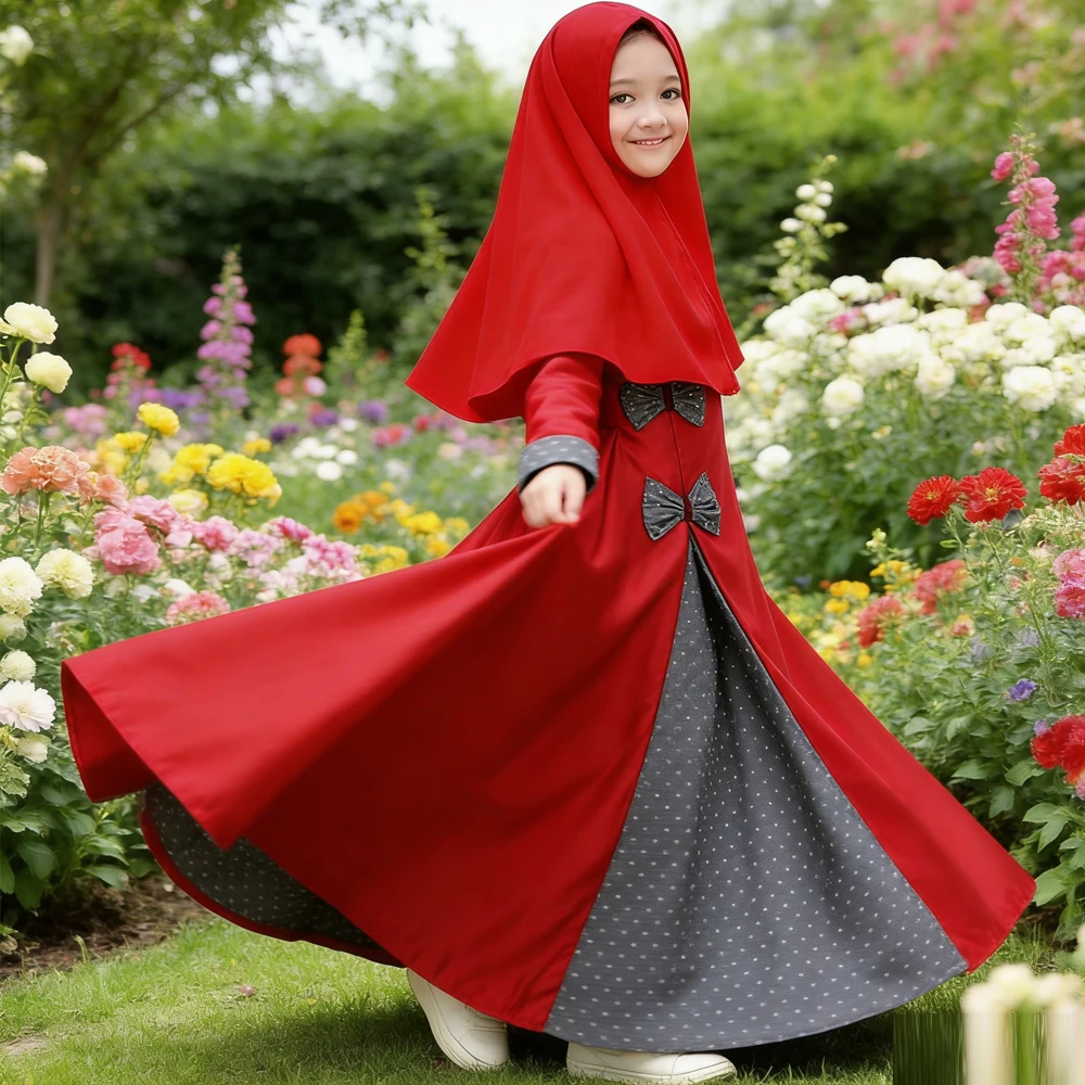 

Новинка: Комплект из 2 предметов для девочек - хиджаб и платье (Абайя, Дубай, Турция, Ислам). Исламская молитвенная одежда, арабский химар, джалабия, кафтан.