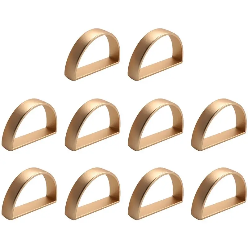 A93E-10 Pieces Gold Napkin Rings Metal Napkin Ring Holders Modern Design Ring Holder Metal Semicircle Serviette Buckles