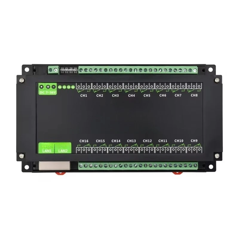 for Waveshare 16-Ch Ethernet Relay Module, Modbus RTU/TCP Protocol, Ethernet Port Communication, Supports PoE Power Supply