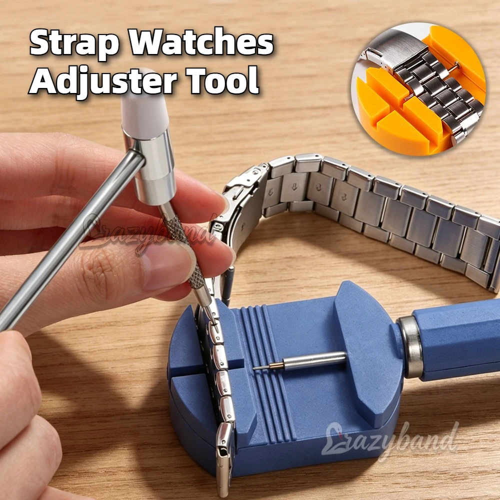 NOUVEAU Kit d'outils de réglage et de démontage de maillons de montre pour bracelets en acier inoxydable, avec outil de retrait de goupilles et ajusteur de bracelet