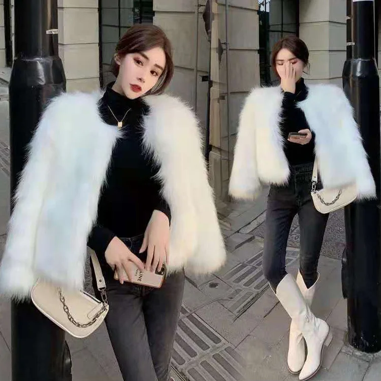 2022 Autumn/Winter New White Fur Coat Women\'s Short Korean Edition Fox Hair Slim Fit Show Thin Fur Top Trend