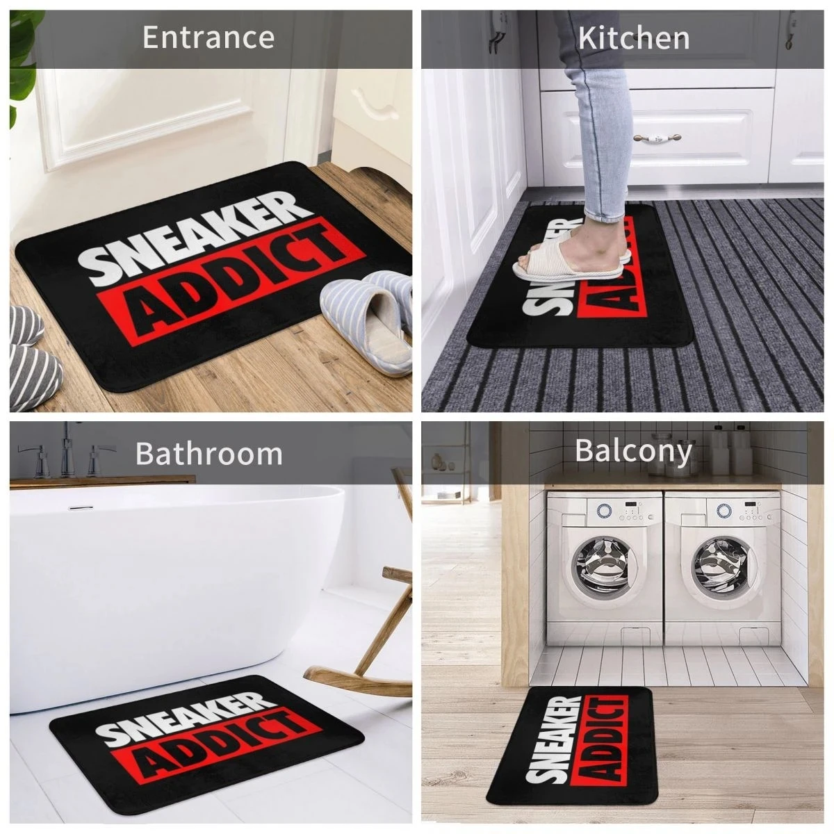 Sneaker Addict Box Entrance Doormat Home Decoration Bathroom Non-slip Floor Mat Balcony Long Rugs Carpet for Living Room Decor