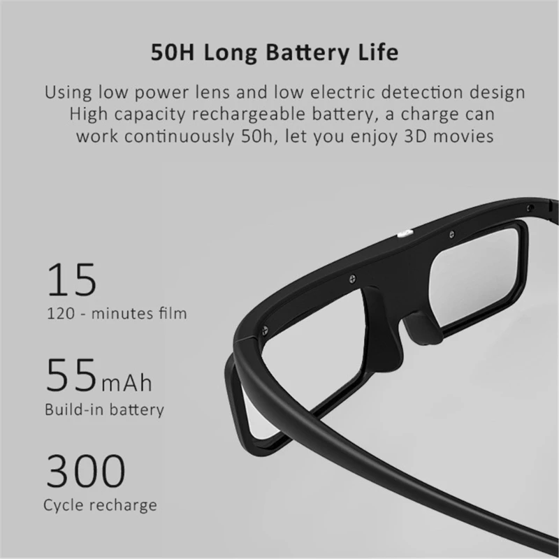 3D DLP Link Shutter Eyeglasses Lightweight Eyewear USB Rechargeable Eyewear Dropship